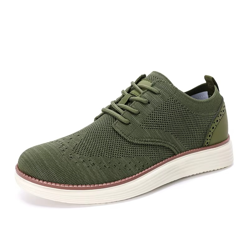 Men's lightweight breathable mesh walking sneakers in neutral tones with synthetic overlay support