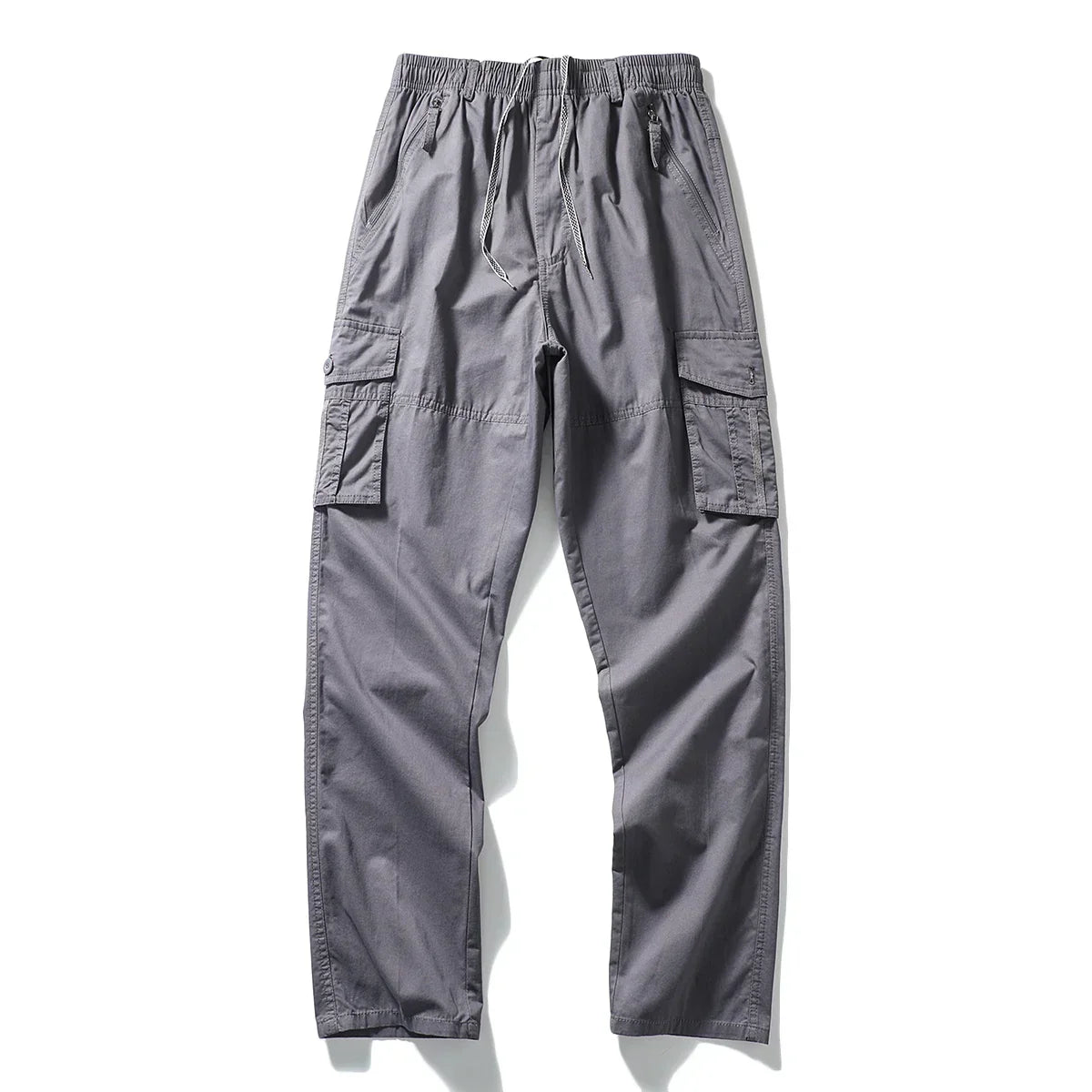 Beige organic cotton cargo pants relaxed fit with multiple functional pockets for everyday workwear