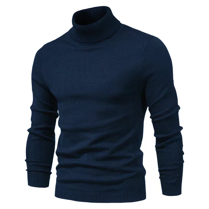 Men's breathable wool turtleneck sweater, soft warm classic fit for all-day layering comfort