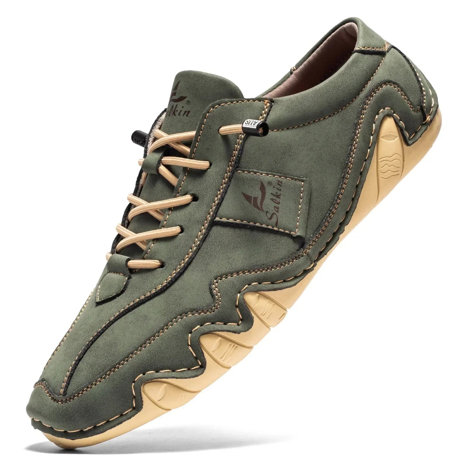 Men's deep burgundy faux leather low-top lace-up shoes with bold contrast stitching for urban style
