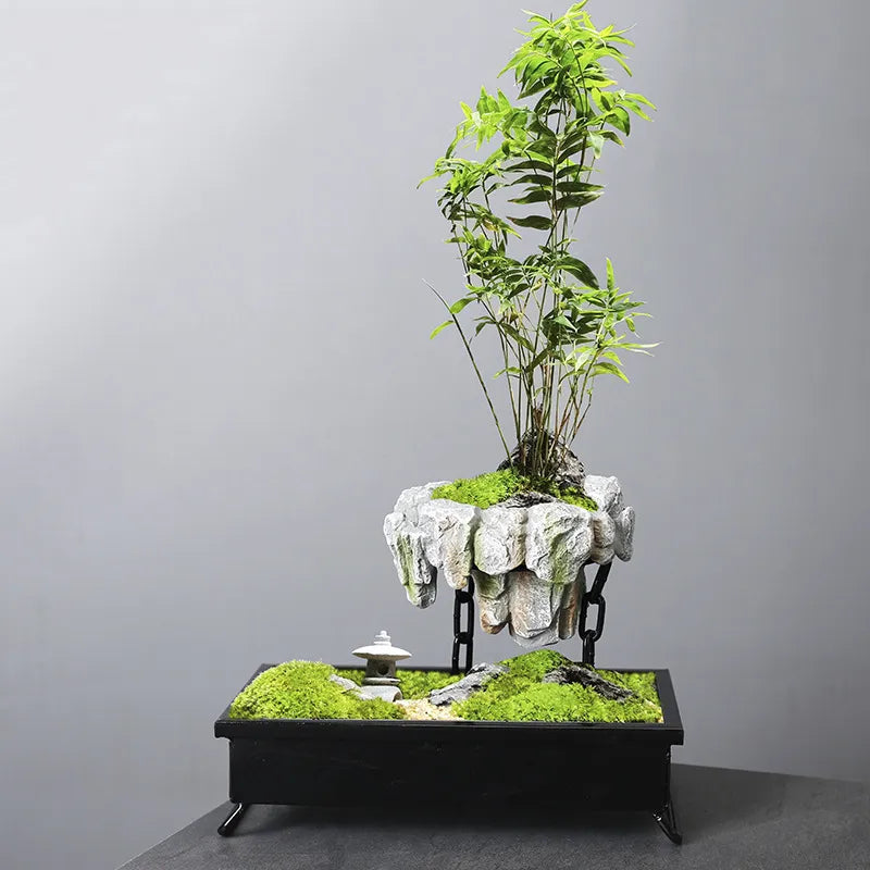 Myra levitating handcrafted stone bonsai pot zen decor magnetic floating planter timeless design