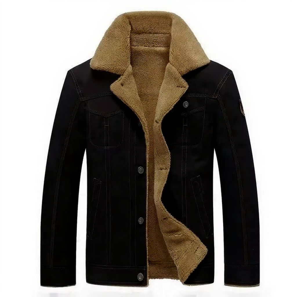 Men's olive military jacket with shearling lining, regular-fit cotton parka for rugged outdoor warmth