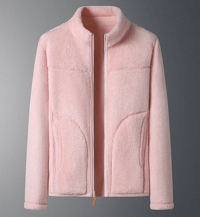 Women's winter jacket stand collar zip closure cozy warmth everyday style refined timeless fit