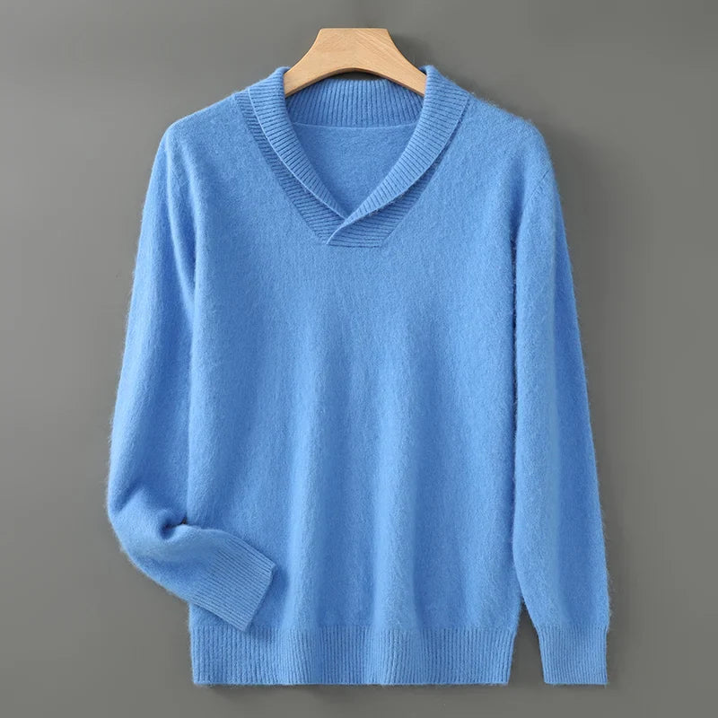 Unisex soft knit shawl collar sweater lightweight layering minimalist modern casual style
