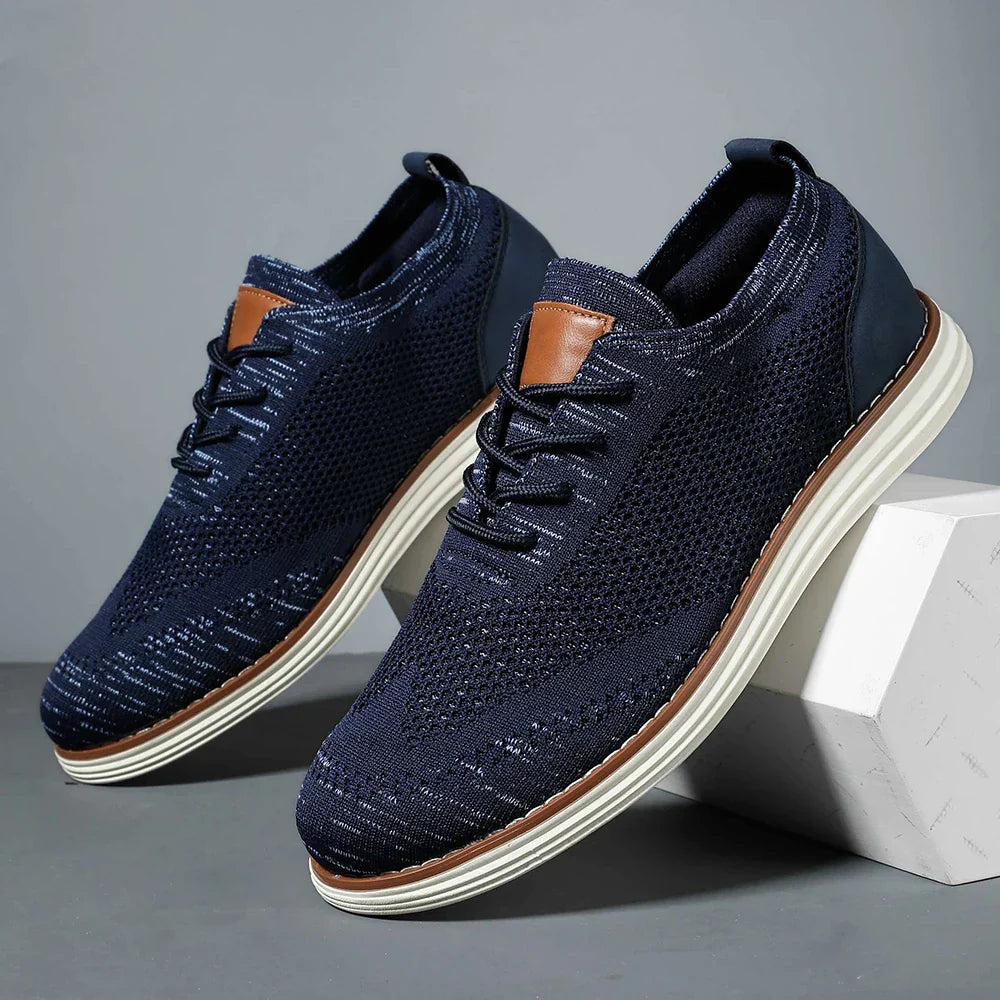 Men's Arlo knit sneakers breathable woven upper with leather accents smart-casual style