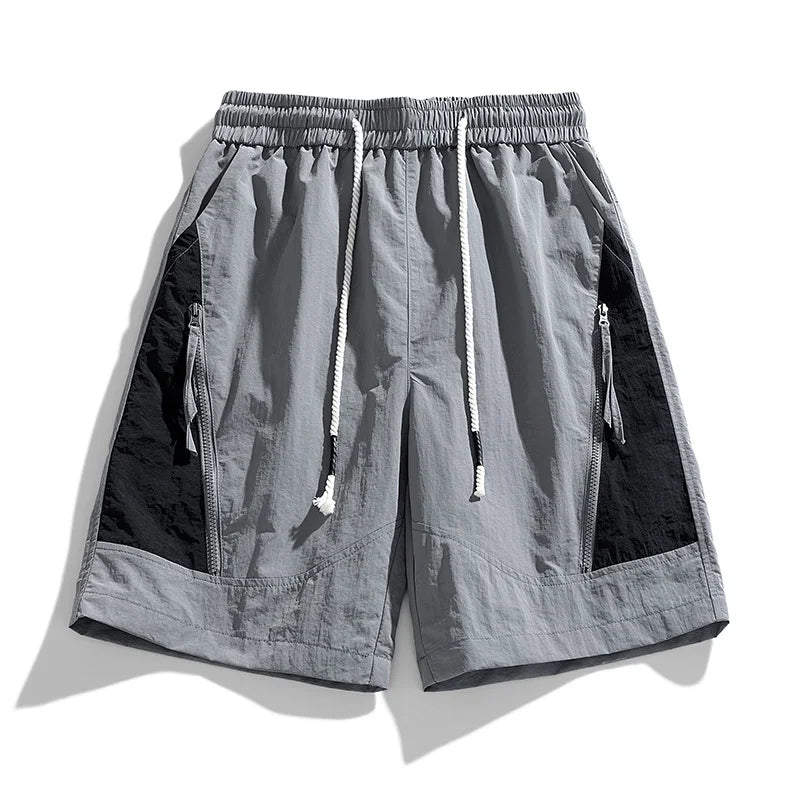 Ormond gray active shorts with elastic waist, zip pockets, breathable fabric for workouts