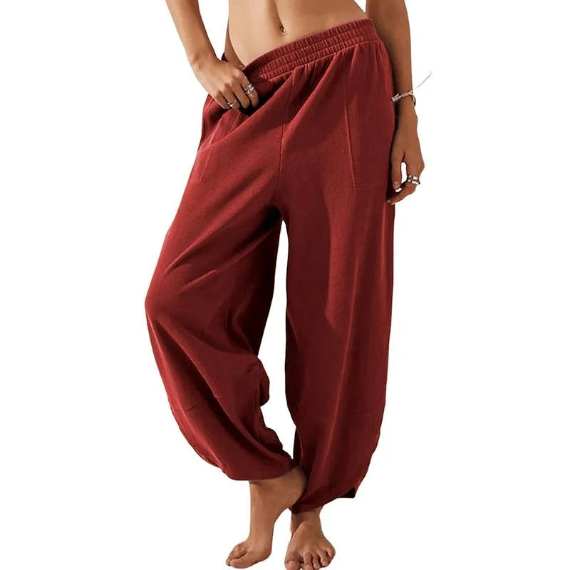 Women's wide-leg trousers elastic waist lightweight breathable fabric relaxed silhouette spring fashion