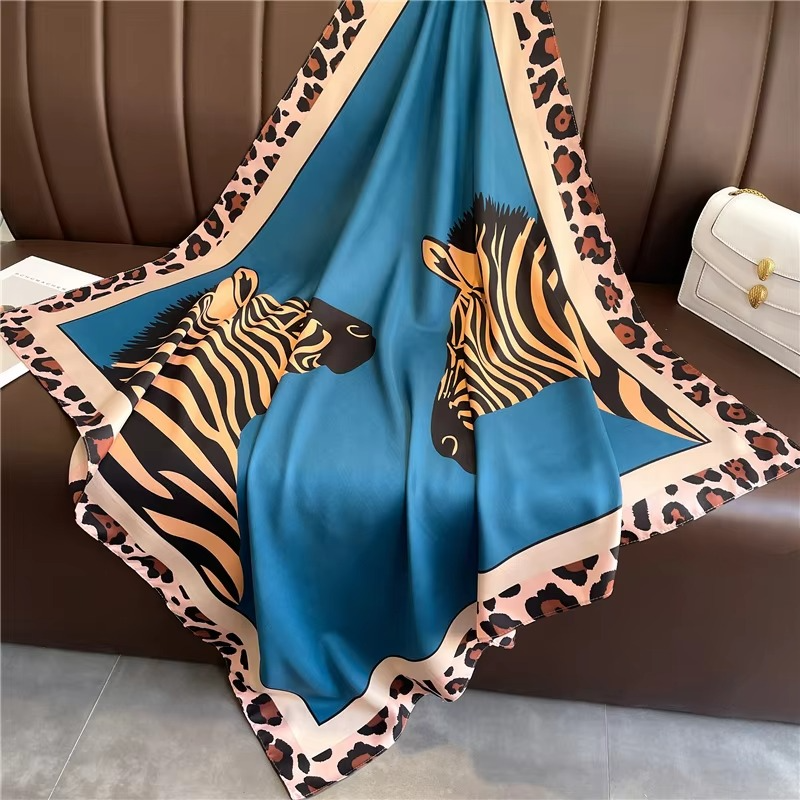 Women's silk square scarf polka dot stripe pattern lightweight 35x35 multi-wear summer accessory