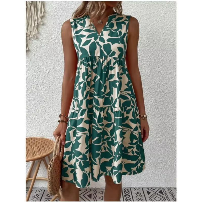 Floral print high waist A-line midi skirt women lightweight breathable summer everyday wear