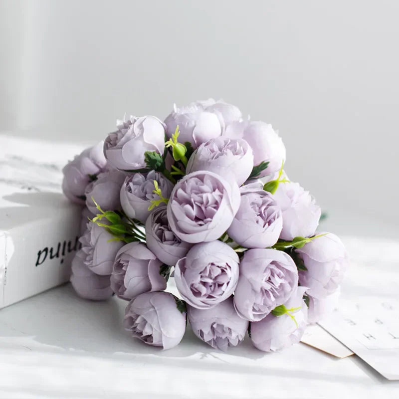 Tranquility silk peony bouquet realistic faux flowers lifelike multi-layered petals DIY home decor