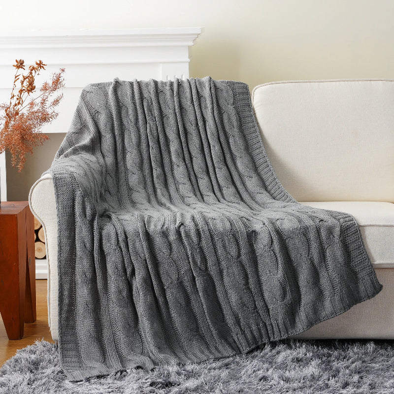 Urbann-Vibe Battilo ultra-soft cable knit throw blanket textured cozy design for bed and sofa decor