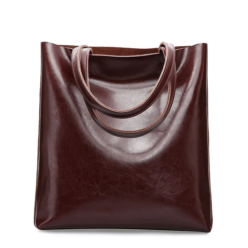 Holly women's structured leather tote bag chic rectangular silhouette open-top everyday carryall