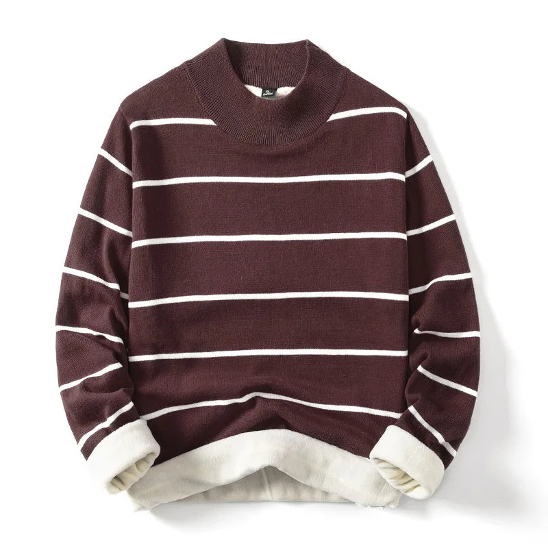 Women's striped knit pullover, soft cozy knitwear with classic horizontal stripes for versatile everyday style