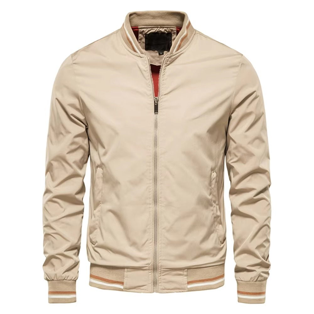 Men's slim fit burgundy bomber jacket lightweight baseball style all-season outerwear