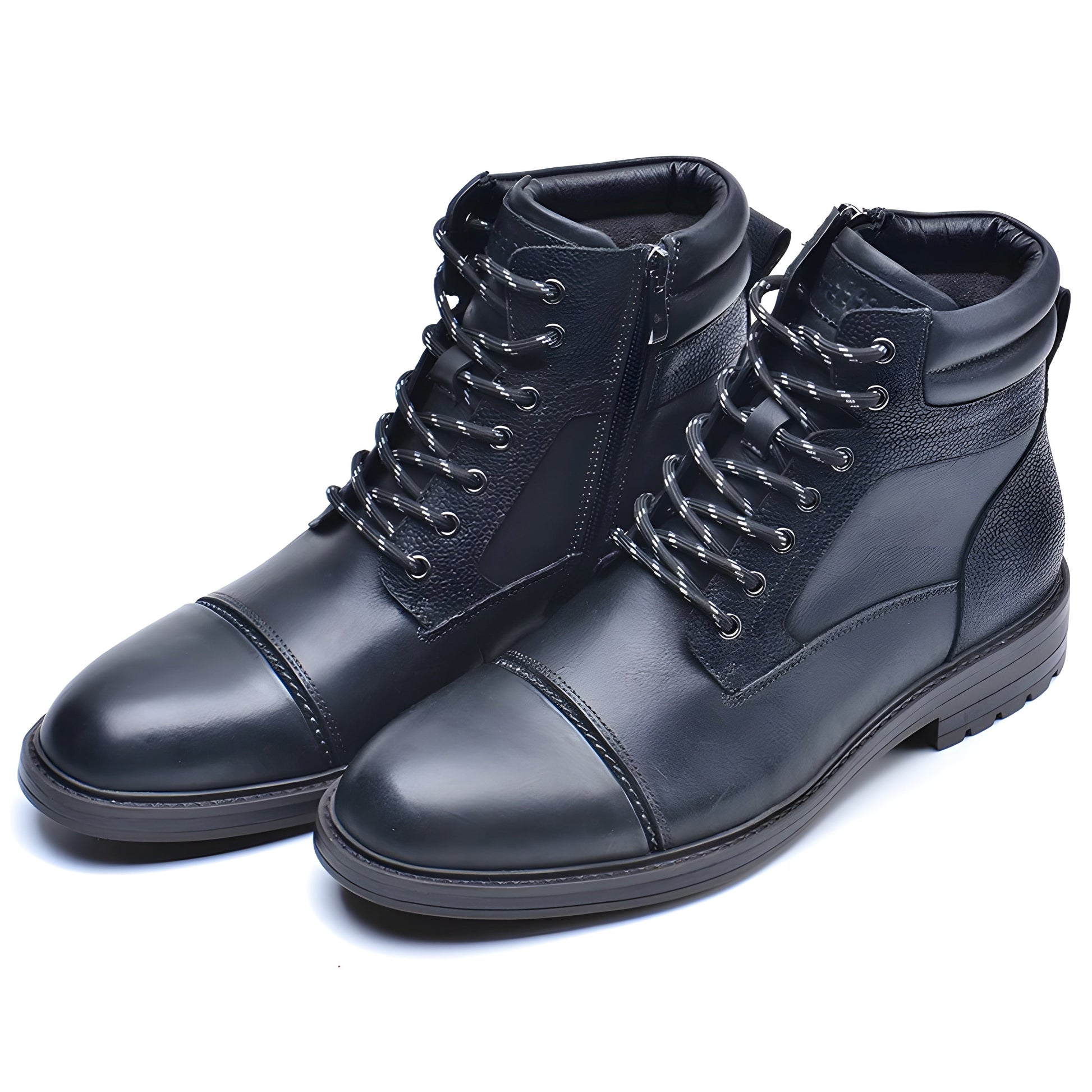 Men's Wagner high-cut brown leather lace-up boot with cap-toe design and rugged rubber sole