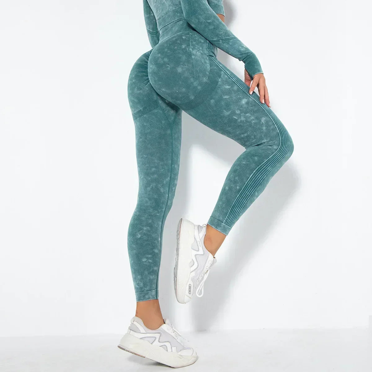 Black high-rise seamless sculpt leggings with compression fit and contouring waistband for active women