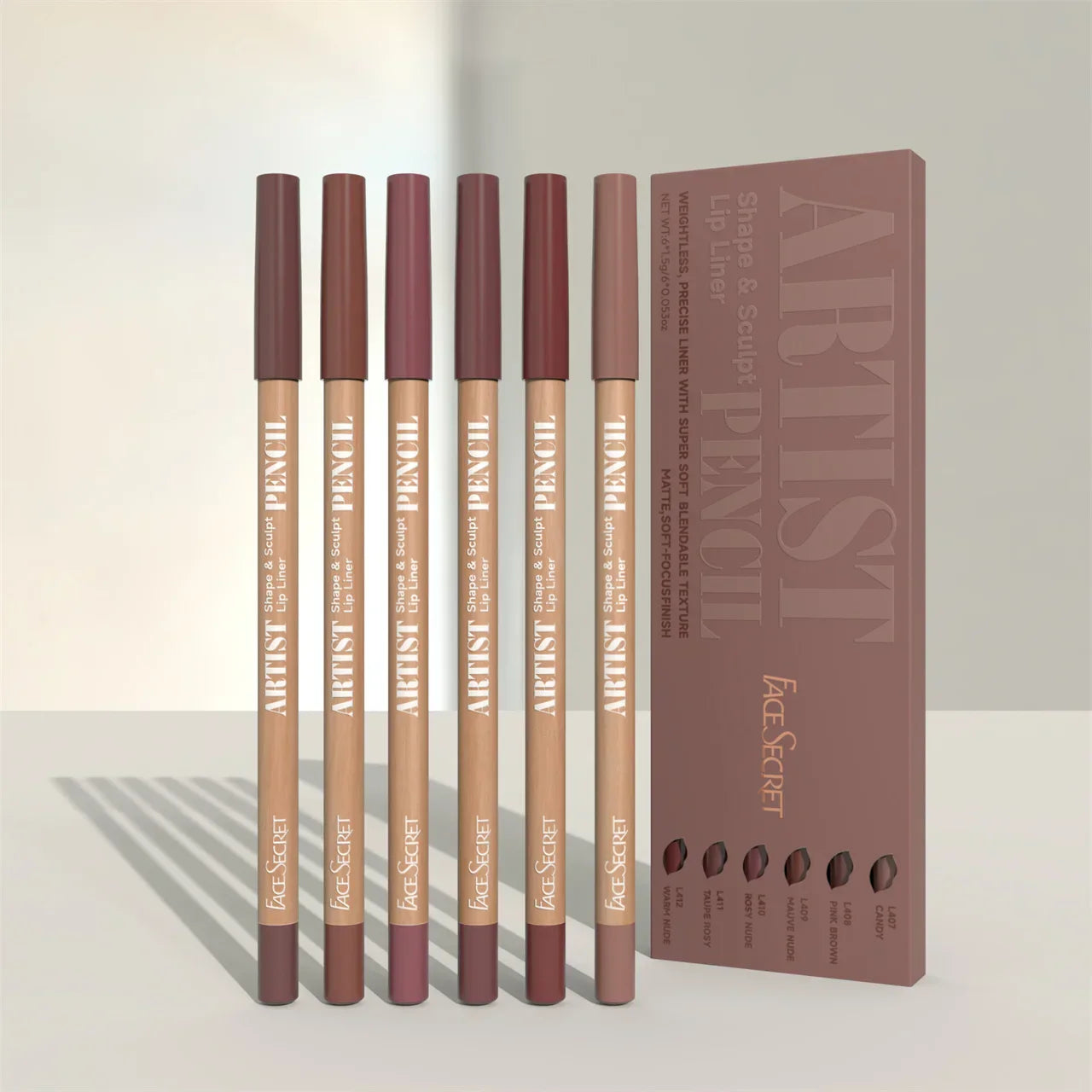 Lineage waterproof lip pencil set 18 shades sharpenable tip precision liner all-day wear
