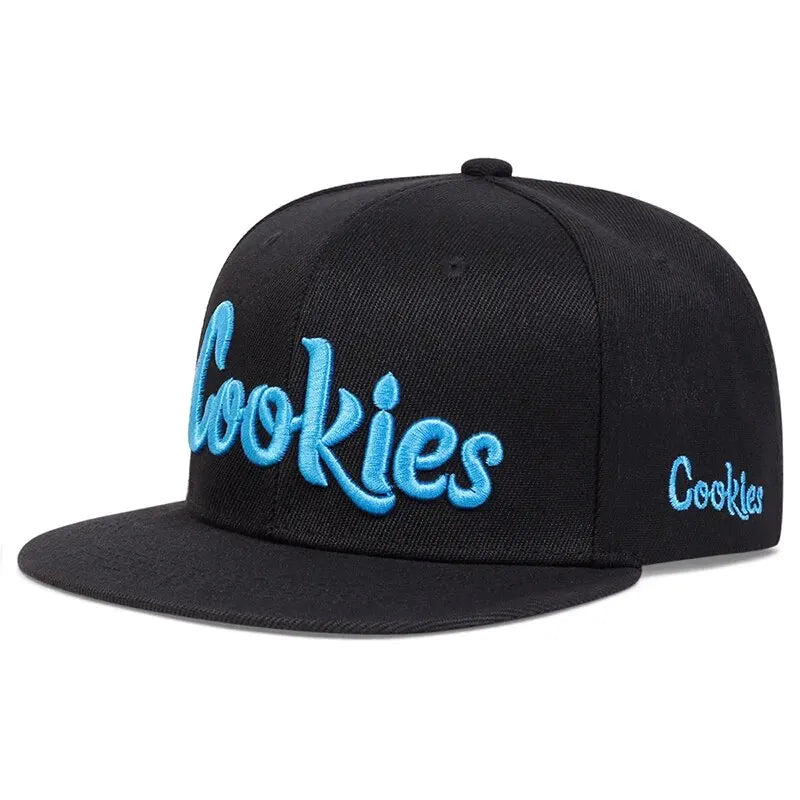 Cookies embroidered snapback cap structured fit adjustable strap breathable durable casual branded hat