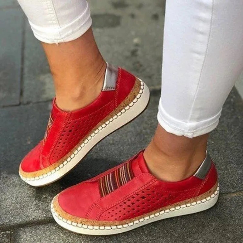 Women's slip-on sneakers breathable perforated upper cushioned sole everyday casual comfort shoes