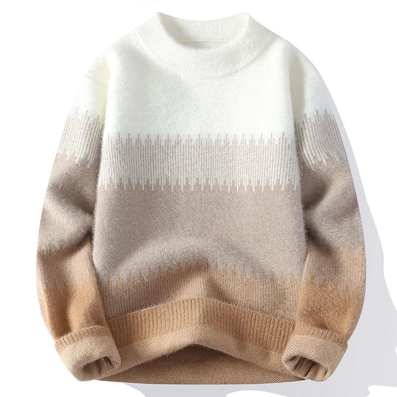 Gradient knit sweater with soft ombré fade, minimalist style, warm layering essential for everyday wear