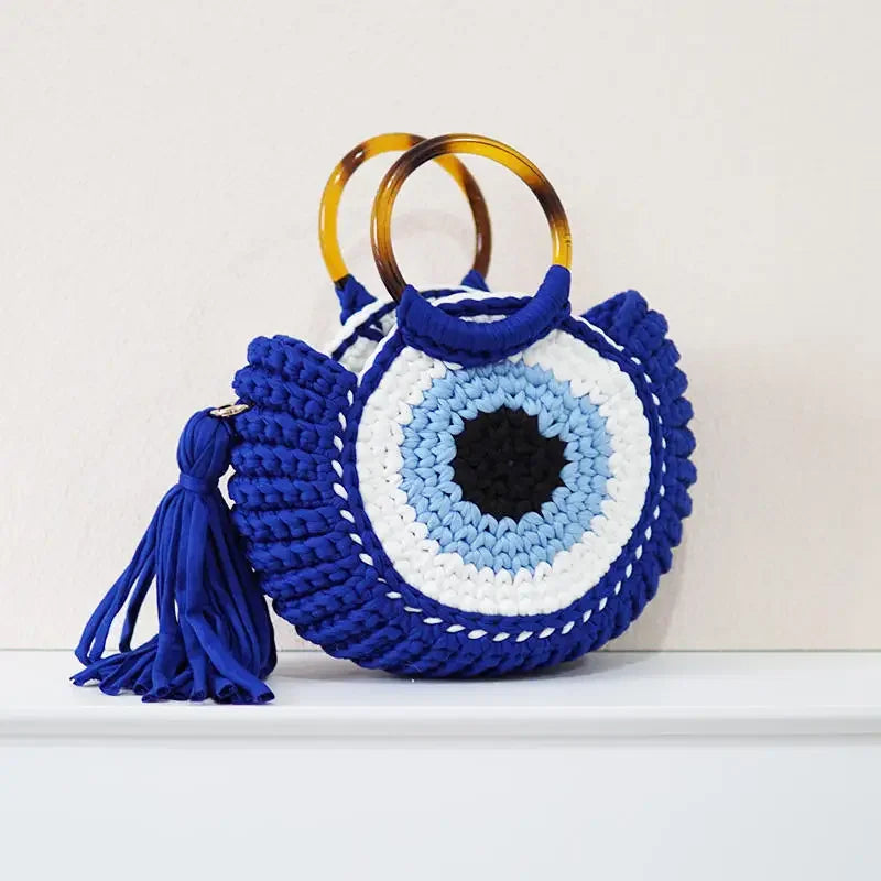 Handwoven evil eye mini clutch bag talisman motif compact protective talisman daily evening style