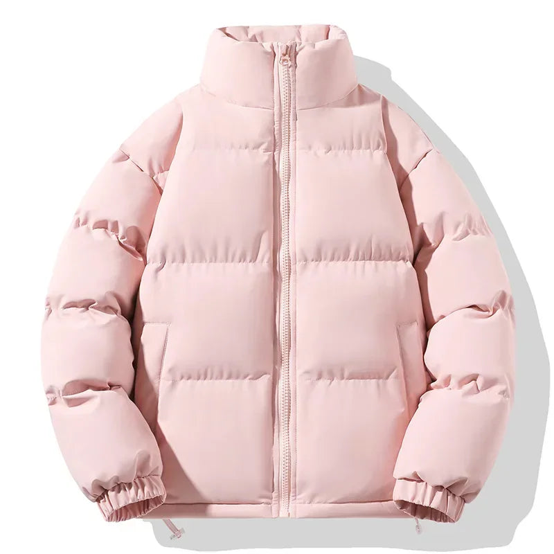 Men's lightweight padded winter jacket stand collar wind resistant insulation relaxed fit