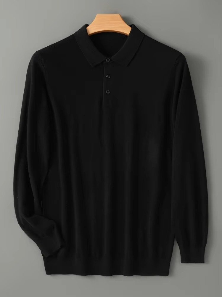 Men's merino wool polo collar sweater lightweight slim fit ultra-soft cashmere blend everyday warmth