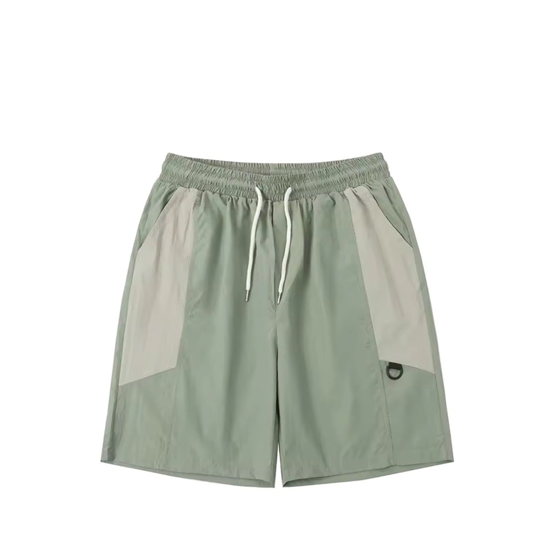 Men's neutral nylon shorts elastic drawstring waist subtle sheen smooth flexible everyday comfort