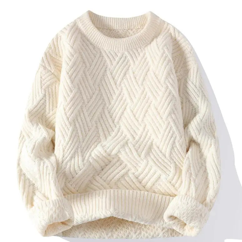Men's Oscar relaxed fit sweater with geometric ribbed pattern, casual knit for everyday style