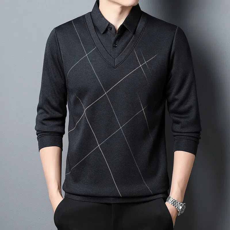 Kieran plaid knit sweater 2-in-1 versatile layering piece with subtle pattern for casual wear