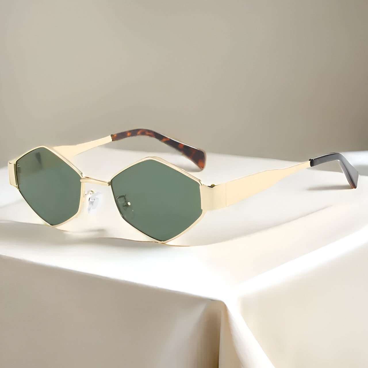 Gianna bold geometric sunglasses wide gold accent frame UV protection for fashionable women