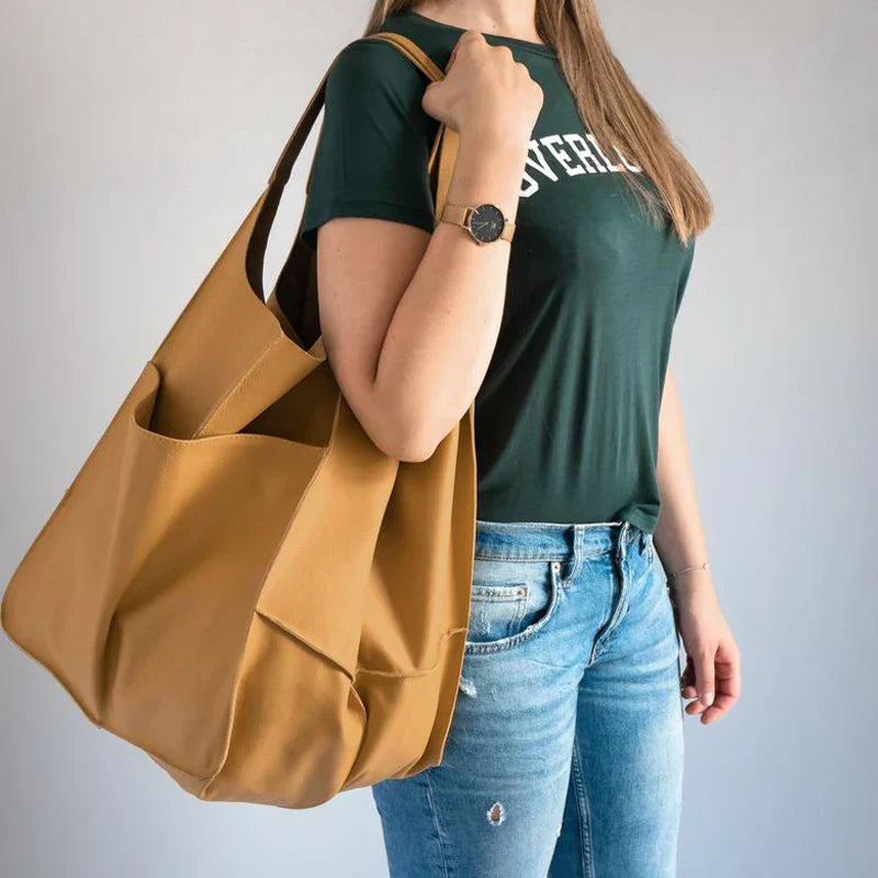 Urbann-Vibe Arlo Rove women's oversized leather carryall tote bag with deep side pockets