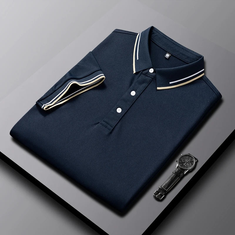 Men's light gray AeroKnit tailored polo shirt with breathable textured knit weave for all-day comfort