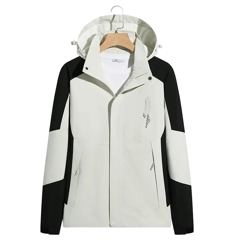 Unisex insulated ski jacket with adjustable hood, clean modern silhouette for cold-weather outdoor wear