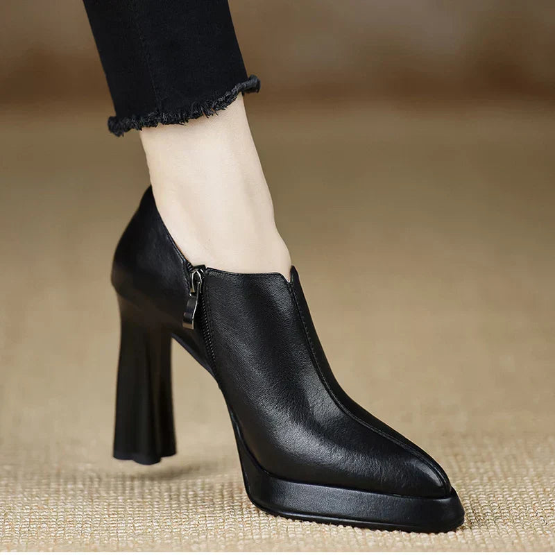 Giselle | Women's High Heel Pumps Platform Block Heel Side Zipper