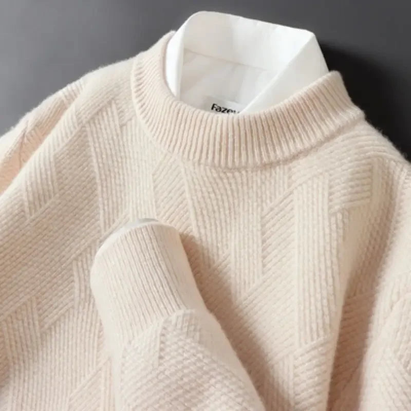 Men's diamond knit sweater casual layering essential soft-touch knitwear timeless refined style