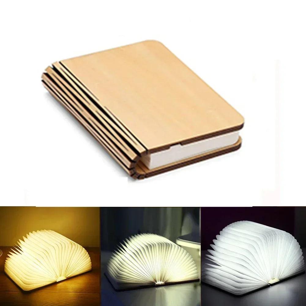 LumiFold foldable book-shaped table lamp warm soft light elegant literary design for cozy reading rooms