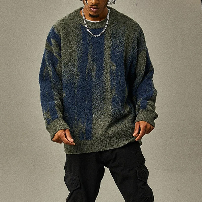 Relaxed-fit textured fleece sweater in neutral tone with plush soft finish for casual layering