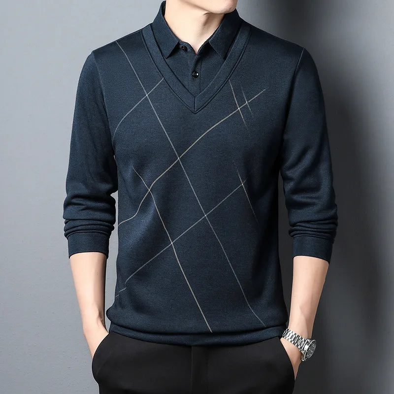 Kieran plaid knit sweater 2-in-1 versatile layering piece with subtle plaid detail for casual wear