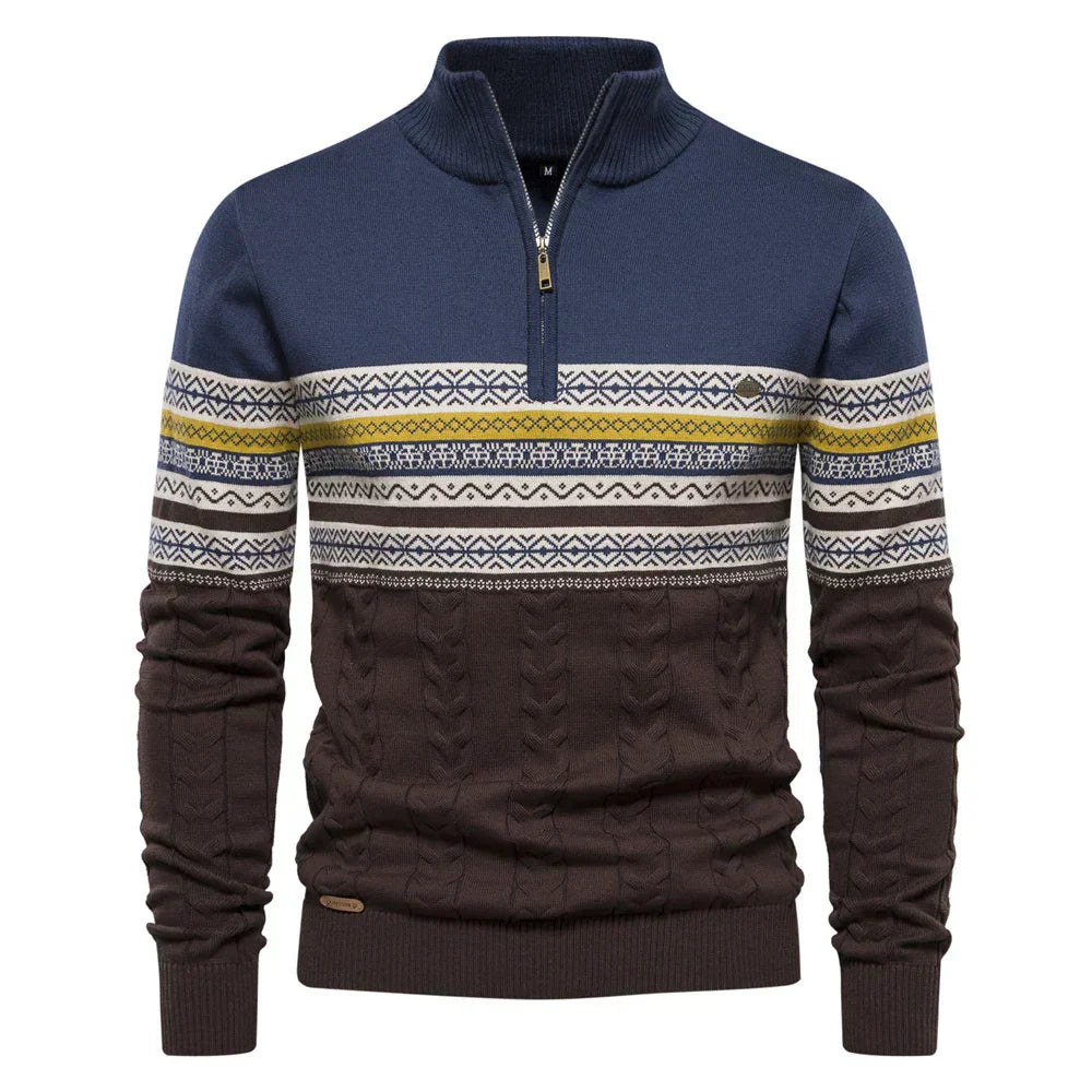 Men's neon pullover sweater loose fit soft fabric ethnic pattern streetwear casual colorful design
