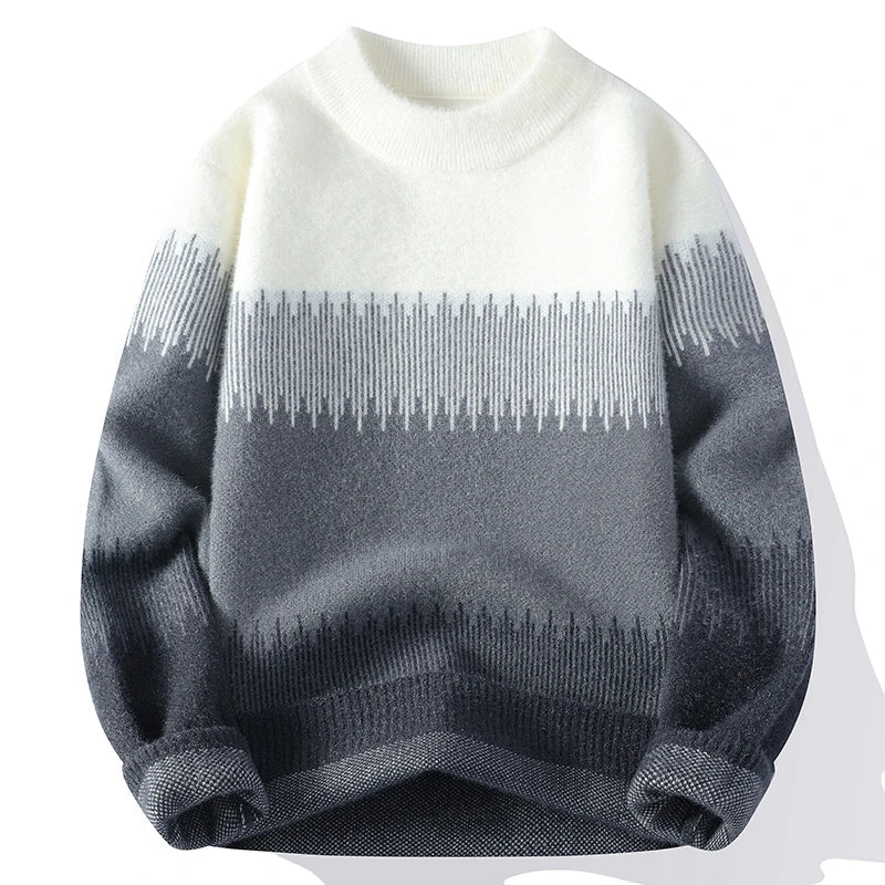 Gradient ombre knit sweater light-to-warm fade minimalist relaxed fit soft everyday layering essential