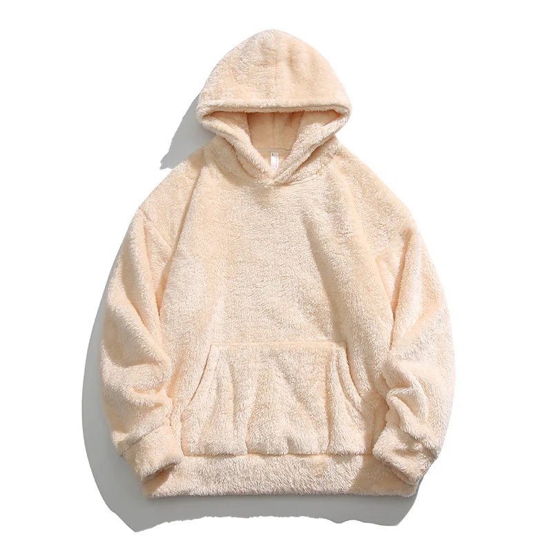 Men's oversized fleece hoodie relaxed fit with soft plush interior lining for everyday casual comfort