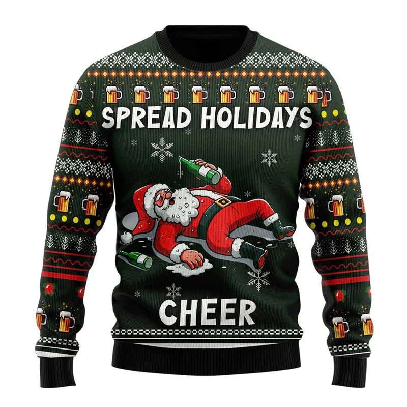 Men's funny Christmas sweater with festive holiday print, relaxed fit, and playful humorous design