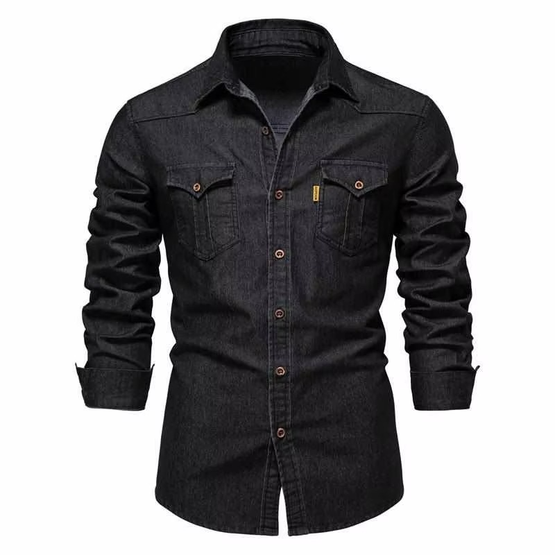 Men's slim fit long sleeve cotton shirt in city style, breathable moisture-wicking ice sensation fabric
