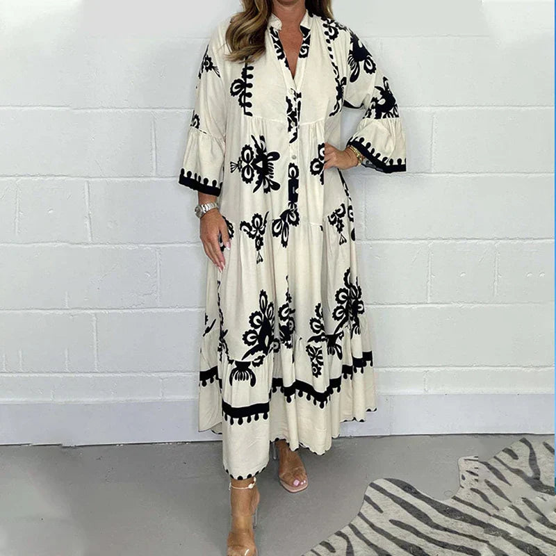 Beatrix relaxed-fit printed women's dress in seven colors with effortless all-day comfort