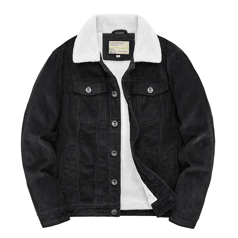 Men's quilted cotton windbreaker short parka in neutral tone with cord finish detailing