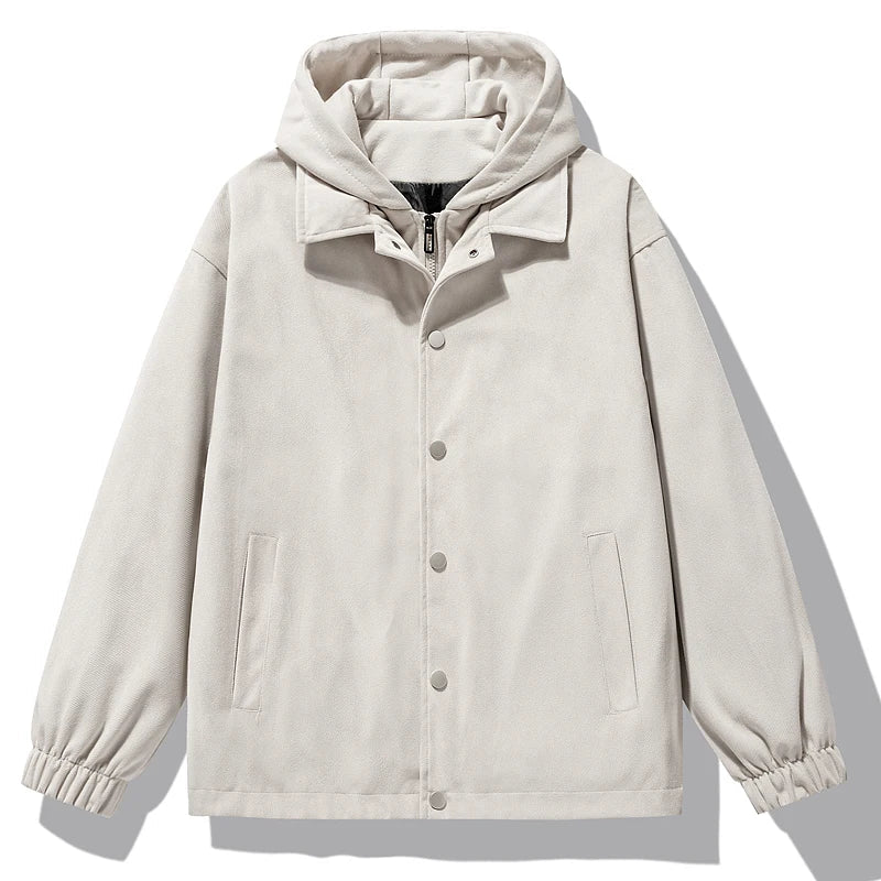 Men's Velian hooded jacket, durable olive urban layer with streamlined weather-ready design