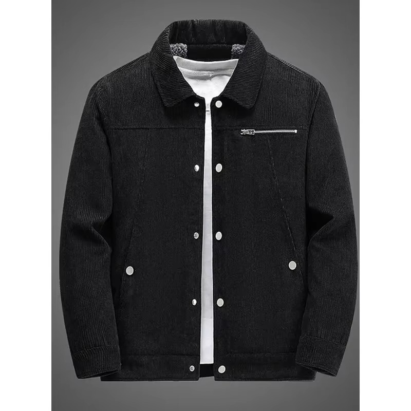 Men's corduroy fleece-lined cotton coat warm autumn winter timeless versatile style