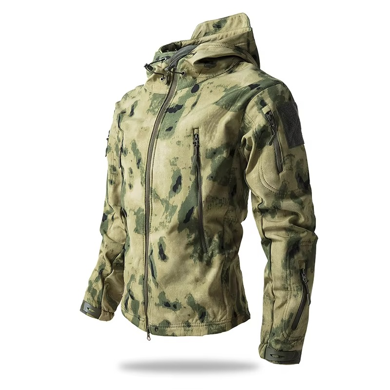 Men's dark navy softshell fleece jacket windproof slim fit with zippered chest pocket