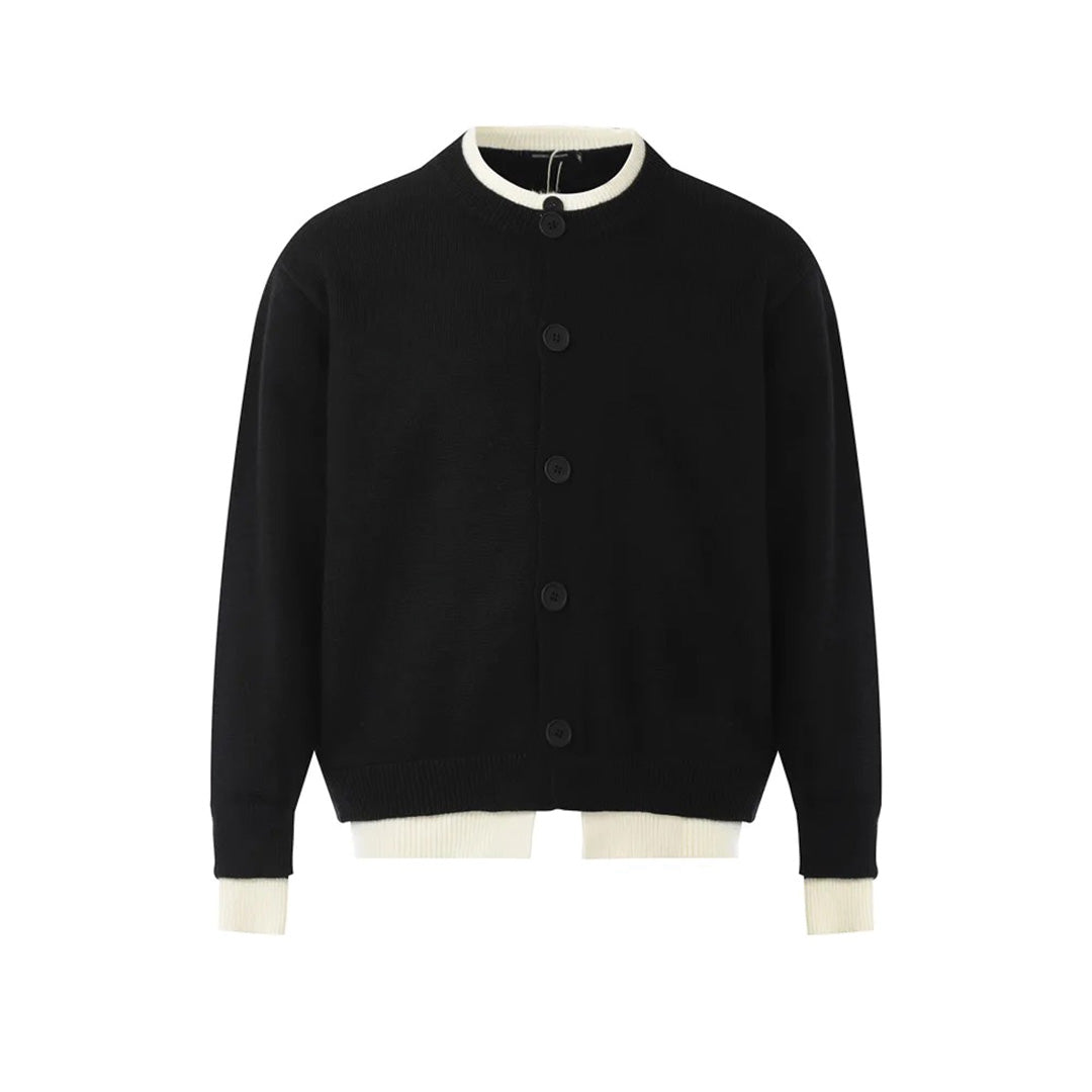 Women's vintage two-piece knit cardigan set, crew neck sweater, relaxed fit, single-breasted layered style